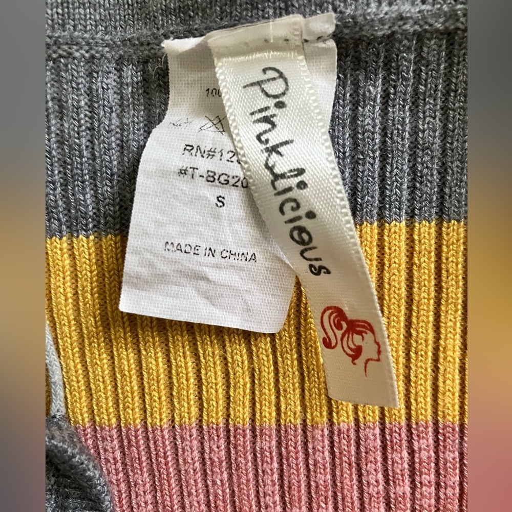 Women’s Sweater Knit V Neck spaghetti Strap Tank Top in Multicolored Stripe Sz S - Picture 6 of 6